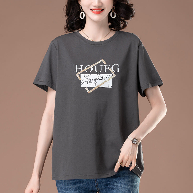 Casual Short Sleeve Round Neck Top for Women – Cotton Blend | Loose Fit