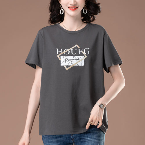 Casual Short Sleeve Round Neck Top for Women – Cotton Blend | Loose Fit