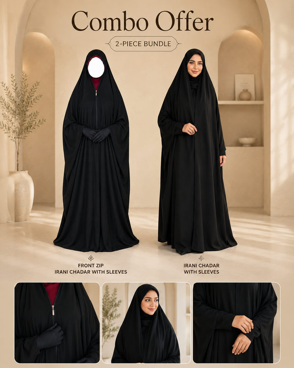 Premium Chadar Bundle – 1 Iraqi + 1 Irani + 2 Namaz Chadar | Modest Wear Set for Women