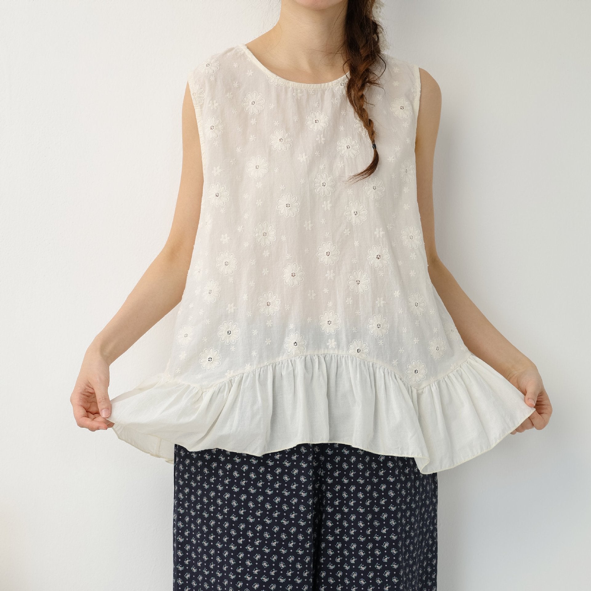 Irregular Hem Lace Top for Women – Cotton | Sweet Modest Casual Wear