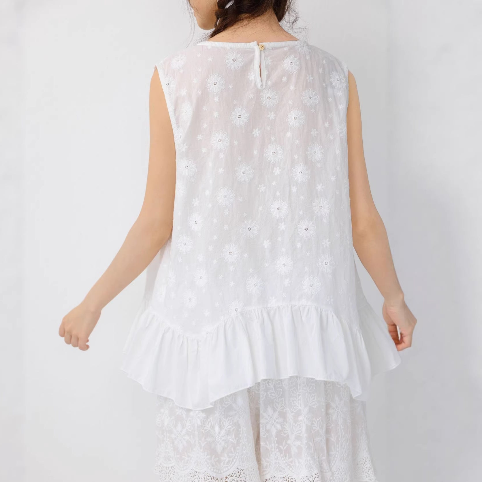 Irregular Hem Lace Top for Women – Cotton | Sweet Modest Casual Wear