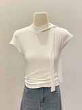 Chic Flutter Sleeve Top for Women – Polyester | Korean Style Modest Wear