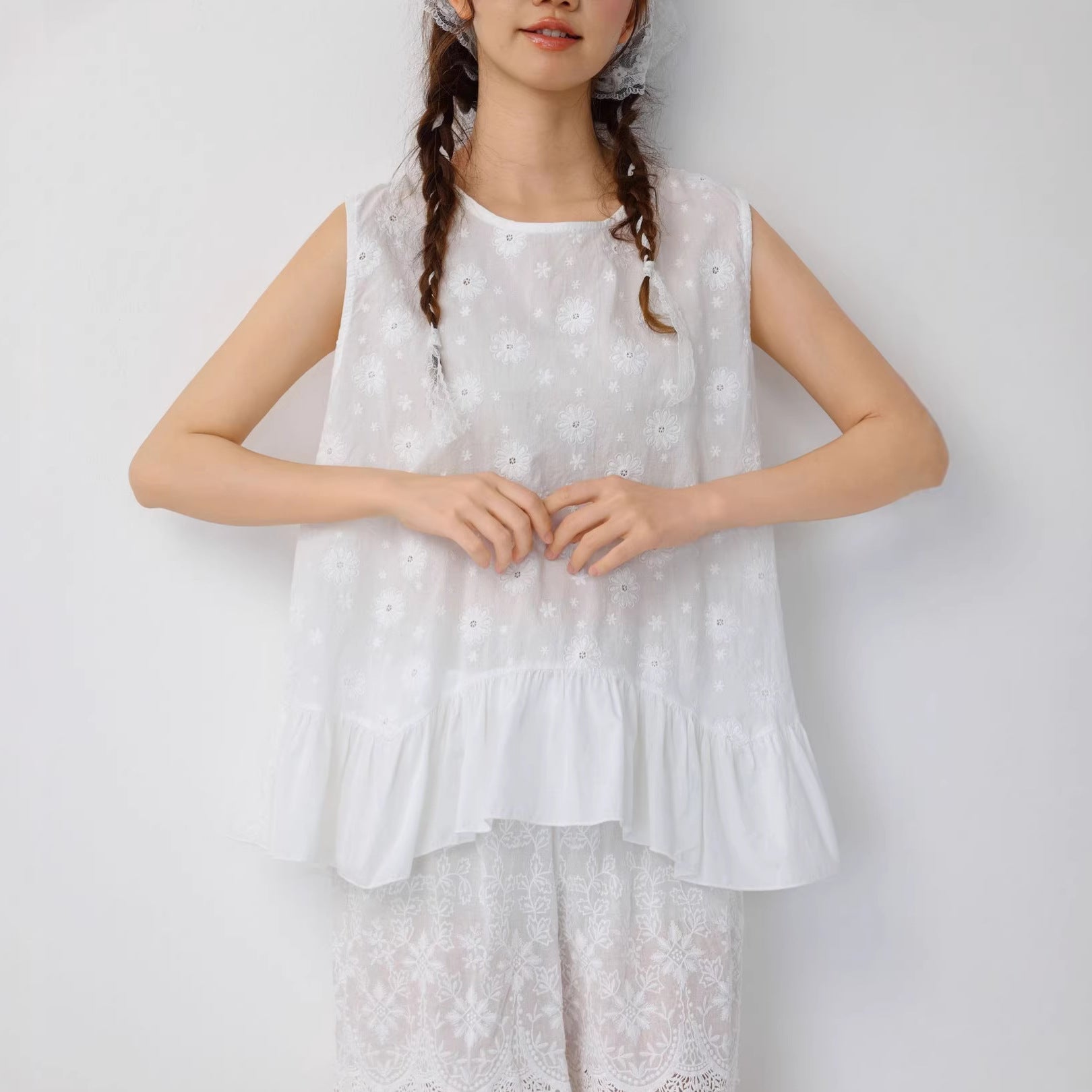 Irregular Hem Lace Top for Women – Cotton | Sweet Modest Casual Wear