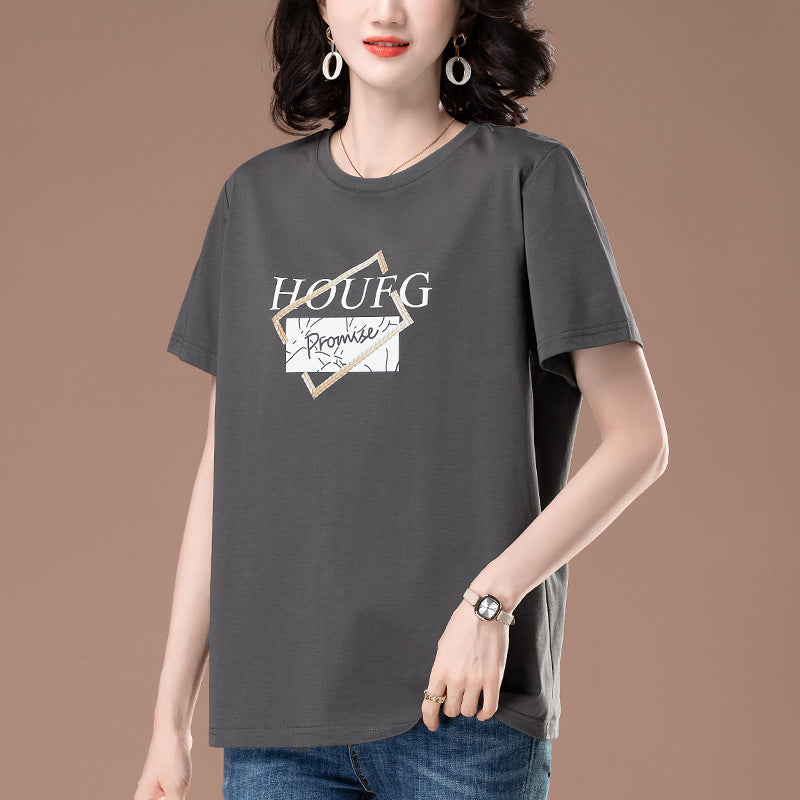 Casual Short Sleeve Round Neck Top for Women – Cotton Blend | Loose Fit