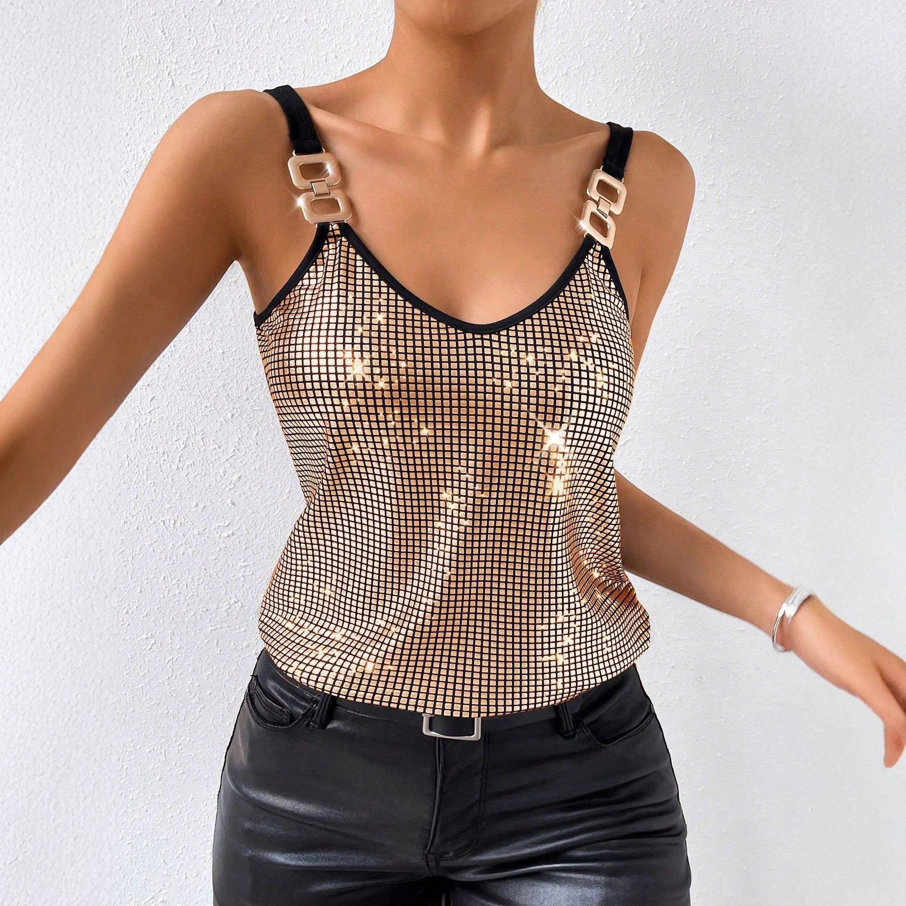 Wide Strap Loose Top for Women – Polyester | Streetwear Style