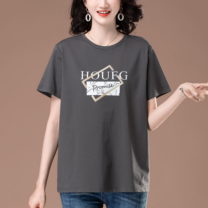Casual Short Sleeve Round Neck Top for Women – Cotton Blend | Loose Fit