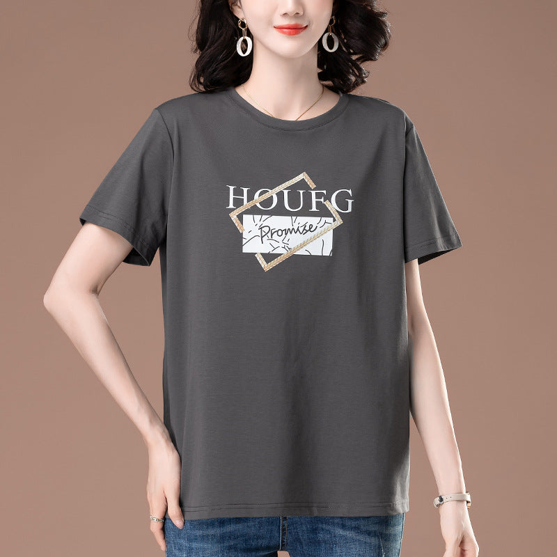 Casual Short Sleeve Round Neck Top for Women – Cotton Blend | Loose Fit