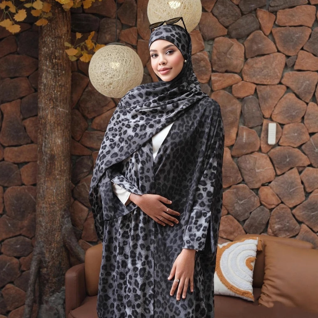 Loriya Floral Cardigan Abaya for Women – Polyester | Elegant Business Casual Modest Wear